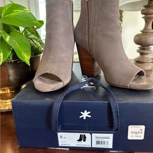 Kendall Suede Peep-Toe Ankle Booties